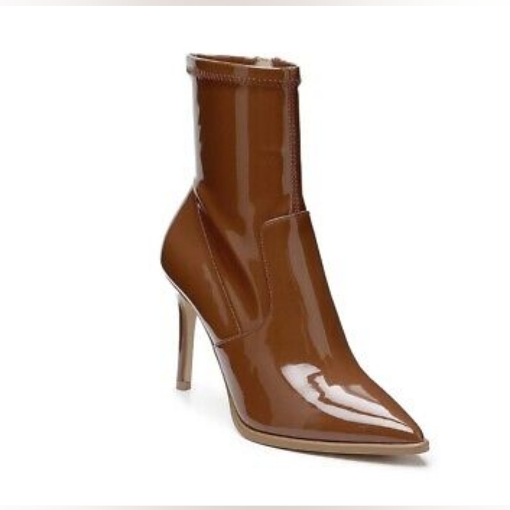 STEVE MADDEN High Shine Patent Leather Stiletto Heel Bootie